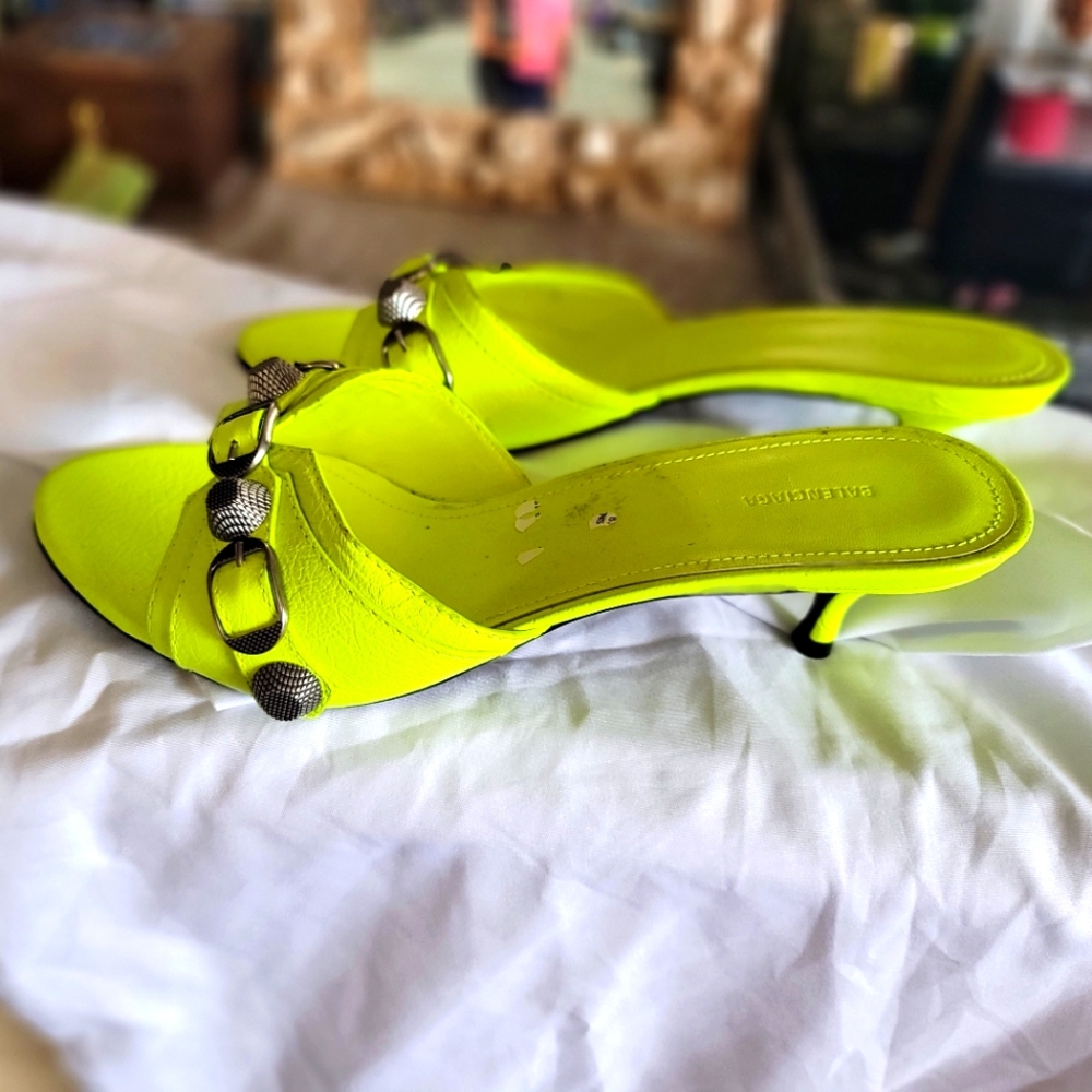 Balenciaga neon cagole sandals